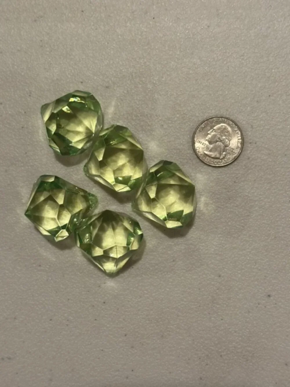 Lot of 29 Yellow & Green Acrylic Faceted Beads Gems Drops - 4 Designs/Sizes